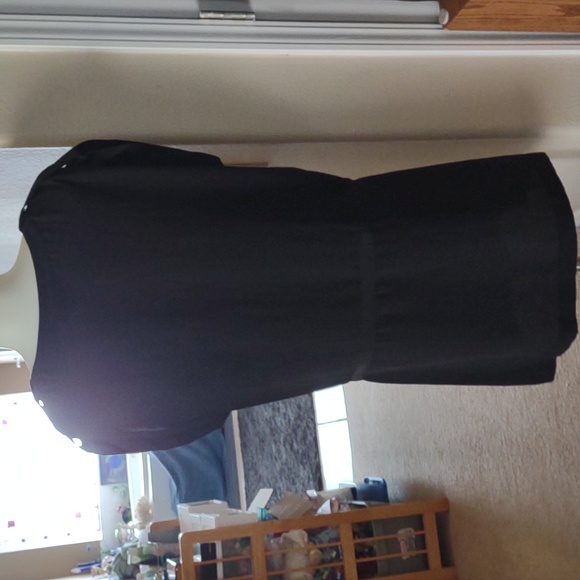 Warehouse black silk dress w/ drawstring tie size 8 - Picture 5 of 8